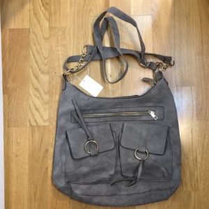 Primark faux suede hobo with crossbody straps NEW